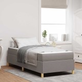 Cumpara ieftin Pat cu arcuri cu saltea Taupe și alb 90 x 200 cm țesătură
