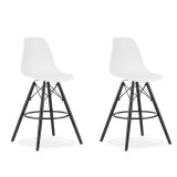 Set 2 scaune de bucatarie/bar, Artool, Lamal, PP, lemn, alb si negru, 54x55x107.5 cm