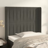 VidaXL Tăblie de pat cu aripioare gri &icirc;nchis 83x16x118/128 cm catifea 3119849
