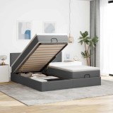 VidaXL Cadru de pat otoman cu saltele țesătură gri &icirc;nchis 160x200cm