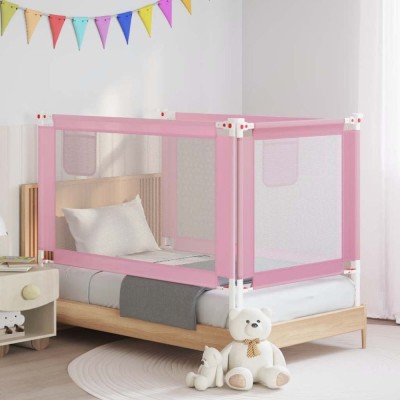 vidaXL Balustradă de protecție pat copii, roz, 140x25 cm, textil 10201 foto