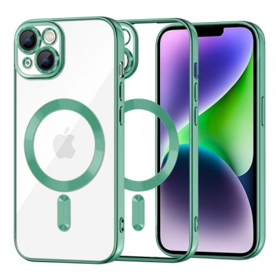 Husa MagSafe pentru Apple iPhone 14 Plus, Techsuit, Luxury Crystal, Verde Deschis foto