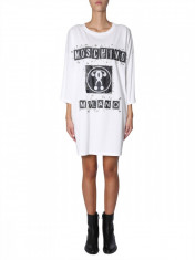 Tricou dama MOSCHINO OVERSIZE FIT DRESS WITH LOGO 0419 55401002 Alb foto