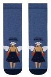 Șosete copii flaușate antiderapante cu model &icirc;ngeraș, Funny Legs 291, Denim, 27-29 (18)