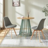 Set 2 scaune dining tapitate Boucl&eacute; gri cu picioare din lemn