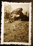 P.065 FOTOGRAFIE RAZBOI MILITAR GERMAN WWII SERBIEN SERBIA PANZER RASTURNAT
