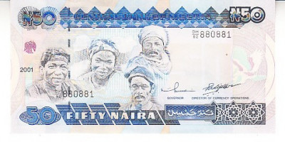 M1 - Bancnota foarte veche - Nigeria - 50 naira - 2001 foto