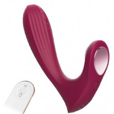 Vibrator Cryna 9 Moduri Vibratii Remote Control USB Silicon Rosu 15.5 cm Passion Labs