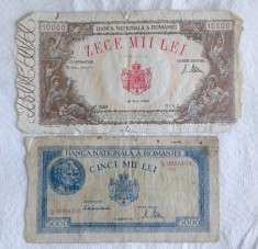 Bancnote romanesti 5000 lei 1944 / 10.000 lei 1946