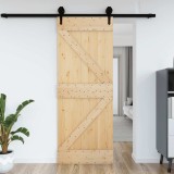 Usa lemn masiv pin vidaXL NARVIK 95x210 cm maro, usa interior/exterior, usa glisanta, design rustic, economie spatiu