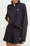 adidas Originals pantaloni scurți din bumbac Essential culoarea negru, uni, high waist, IY7343