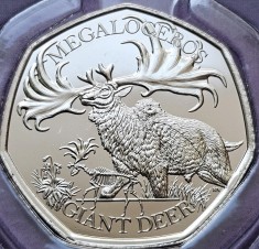 50 pence 2024 Marea Britanie, Giant Deer, Brilliant unc, Coincard foto