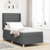 VidaXL Pat cu arcuri și saltea Gri &icirc;nchis 90x200 cm. Țesătură de calitate.