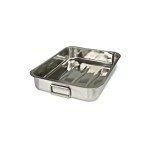 Tava pentru copt, confectionata din inox, dreptunghiulara, dimensiuni 35 x 26 x 5 cm, argintiu