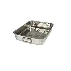 Tava pentru copt, confectionata din inox, dreptunghiulara, dimensiuni 35 x 26 x 5 cm, argintiu