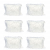 Set 6 perne decorative pufoase, din blanita artificiala, 30x50 cm, culoare alb, Palmonix