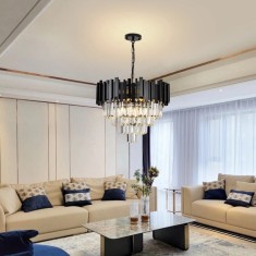 Candelabru Cristal BLOIS 10x E27 Negru Auriu