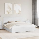 vidaXL Cadru de pat cu headboard Alb 180 x 200 cm Lemn compozit 3411271