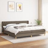 Cumpara ieftin Pat box spring cu saltea, gri taupe, 200x200 cm, textil