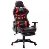 VidaXL Scaun jocuri cu suport picioare, negru/roșu, piele artificială