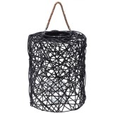 Cumpara ieftin Felinar plastic negru cu pahar sticla 31 x 39 cm