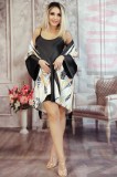 E1085RR-1 Set 2 piese lenjerie casual din desu si halat scurt cu material satinat si print jungle, L, M, XL