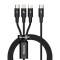 Baseus Rapid Series 3-in-1 USB-C cablu M L T 20W 1,5 m negru
