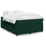 vidaXL Pat box spring cu saltea, verde &icirc;nchis, 160x200 cm, catifea 3285653