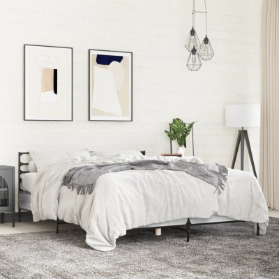 vidaXL Cadru de pat, gri sonoma, 150x200 cm, lemn prelucrat și metal 3280050 foto