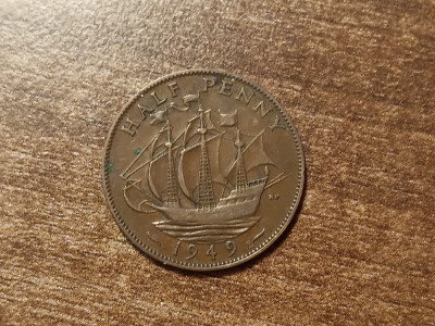 M3 C50 - Moneda foarte veche - Anglia - Half penny - 1949 foto