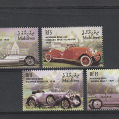 Maldive 2001-Transp,Autoturisme,Mercedes-Benz,serie 4 val.dant.,MNH,Mi.3825-3828
