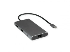Docking station USB type C la HDMI +DP 4K60Hz/2xUSB 3.2-A/USB type C/LAN RJ45 + PD, Value 12.99.1139