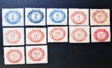 Serie Completă Liechtenstein 1920 Timbre de Taxă Poștală Taxe de Porto Medalion Ornamental 12 Timbre Neștampilate - A0023, Stampilat