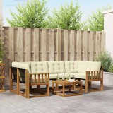 Cumpara ieftin Set de canapele de exterior 7 buc. 6-Locuri Natural si Crem