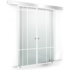 Usa culisanta Boss &reg; Duo model Event alb, 60+60x215 cm, sticla mata securizata, glisanta in ambele directii