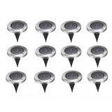 Set 12 bucati lampa solara de gradina tip LED, 12 cm, argintiu