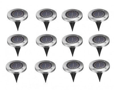 Set 12 bucati lampa solara de gradina tip LED, 12 cm, argintiu foto