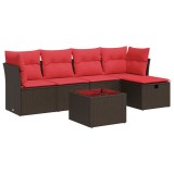 Cumpara ieftin Set canapele de gradina cu perne, 6 piese, maro, poliratan
