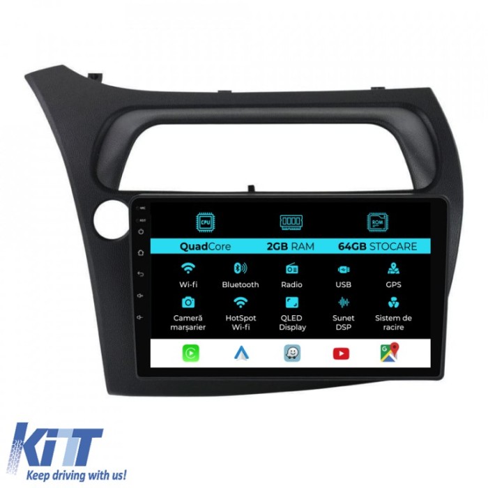 Navigatie Dedicata Honda Civic Hatchback (2006 - 2011), 9Inch, 2Gb Ram, 64Gb Stocare, Carplay Performance AutoTuning