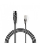 Cablu adaptor DMX XLR 3 Pini mama - RJ45 tata 0.3m gri Nedis