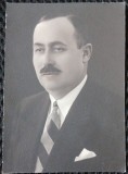 Fotografie tip Carte Postala, Barbat cu mustata si cravata, 1937