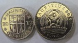 MAURITIUS Set / Lot 3 , 2 Monede : 1 Rupee 2012 + 5 Rupees 2012 , magnetic , otel placat cu nichel, Africa, Fier