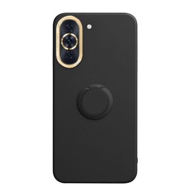 Husa soft liquid compatibila cu huawei nova 10 pro, interior cu piele alcantara, 360&amp;Acirc;&amp;deg; inel rotativ cu magnet auto, negru foto