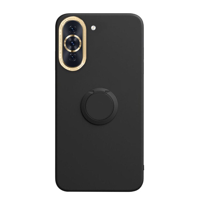 Husa soft liquid compatibila cu huawei nova 10 pro, interior cu piele alcantara, 360&Acirc;&deg; inel rotativ cu magnet auto, negru