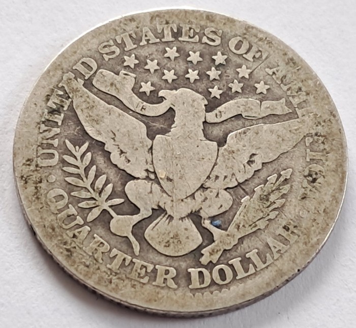 SUA, &frac14; Dollar &quot;Barber Quarter &#039;&#039;, 1907