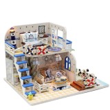 Puzzle 3D, Casa de papusi in miniatura DIY, Blue Coast, 19x15x13cm