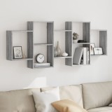 Raft perete Gossi, gri sonoma, 159x18x65 cm, lemn prelucrat, depozitare, design economisire spatiu, montare pe perete, capacitate 30 kg