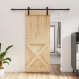 Cumpara ieftin Usa glisanta Natural si Negru 85 x 210 cm Lemn de Pin Solid