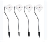 Lumină solară LED cu design diamantat pentru exterior eMazing, 30 cm, 2V, ABS, 600mAh, alb rece, 4 buc