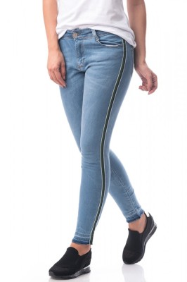 E754-411 Blugi lungi, skinny cu dungi pe lateral foto